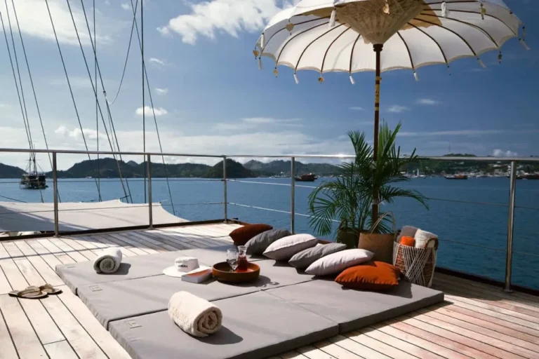 Sundeck of a charter yacht on holiday