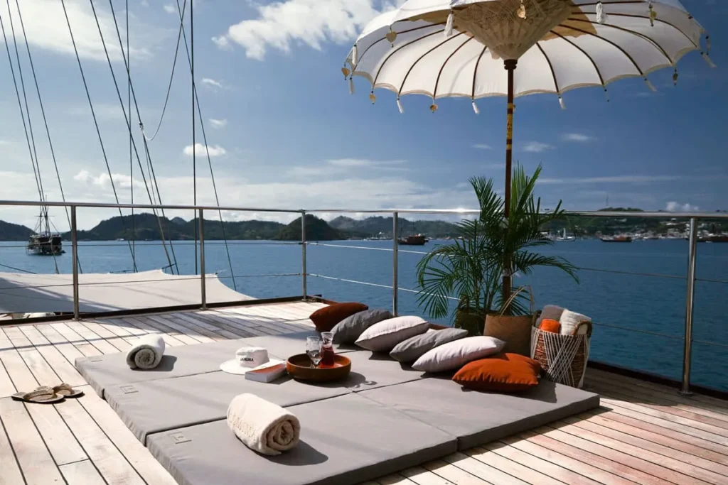 Sundeck of a charter yacht on holiday